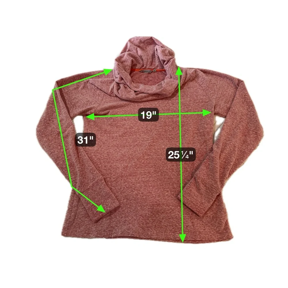 Athleta Cozy Cowl Neck Pullover Top Heathered Pink Thumbholes Size L - Picture 14 of 16